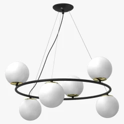 Luminex Lampa wisząca 6 kloszy kule czarno-złota BOLTI VI