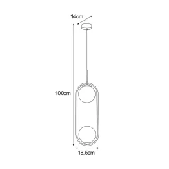 inny Lampa wisząca 2 kule czarna PARVA