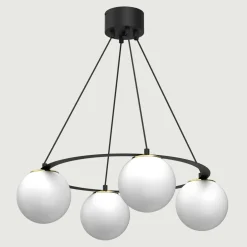 Lampy Wiszące|Luminex Lampa wisząca 4 kule czarno-złota BALLO IV
