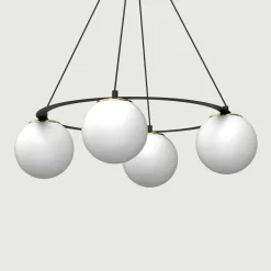Lampy Wiszące|Luminex Lampa wisząca 4 kule czarno-złota BALLO IV