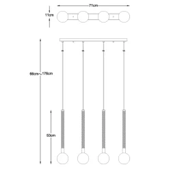 Lampy Wiszące|Zumaline Lampa wisząca 4 kule listwa złota MIDA