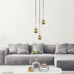 Lampy Wiszące|Zumaline Lampa wisząca 3 kule złota MIDA