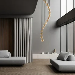 Lampy Wiszące|TK Tomasz Krywult Lampa wisząca 16 kulistych kloszy złota AURORA