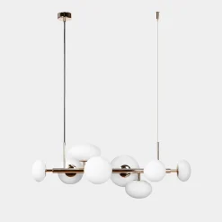 Lampy Wiszące|domiluce Lampa wisząca 8 owalnych kloszy biało-złota UFO