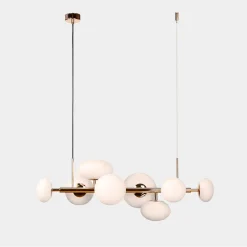 Lampy Wiszące|domiluce Lampa wisząca 8 owalnych kloszy biało-złota UFO