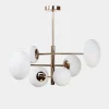 Lampy Wiszące|domiluce Lampa wisząca 6 owalnych kloszy biało-złota UFO 50x55 cm
