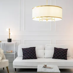 inny Lampa wisząca abażur biało-złota ABBANO