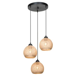 Lampa wisząca boho pleciona beżowo-czarna YUMAK 3
