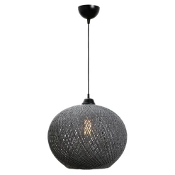 Lampa wisząca boho pleciona szara YUMAK