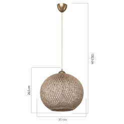 Lampa wisząca boho pleciona brązowa YUMAK 35 cm