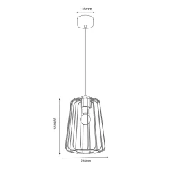 Lampy Wiszące|Luminex Lampa wisząca czarna jasne drewno TRAD I klosz 38 cm