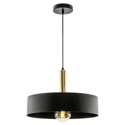 Lampy Wiszące|Zumaline Lampa wisząca czarno-złota LEO 40,5 cm