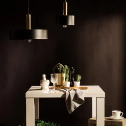 Lampy Wiszące|Zumaline Lampa wisząca czarno-złota LEO 40,5 cm