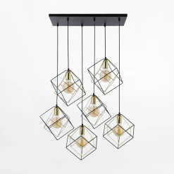 TK Tomasz Krywult Lampa wisząca designerska czarno-złota ALAMBRE VI