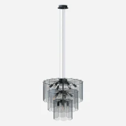 Zumaline Lampa wisząca dymione szkło czarna NIRA φ56 cm