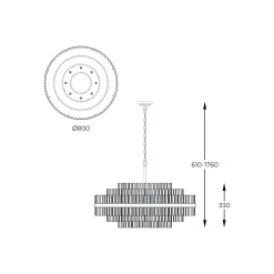 Zumaline Lampa wisząca glamour złota CONSTANTINOPLE 80 cm