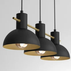 Luminex Lampa wisząca industrial czarno-złota ESTATE III