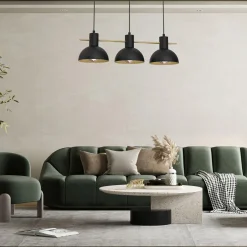 Luminex Lampa wisząca industrial czarno-złota ESTATE III