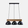 Lampy Wiszące|inny Lampa wisząca industrialna 3 klosze drewno jasne/czarna W-DR