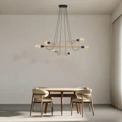 TK Tomasz Krywult Lampa wisząca jasne drewno HELIX VI WOOD