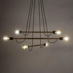 TK Tomasz Krywult Lampa wisząca jasne drewno HELIX VI WOOD