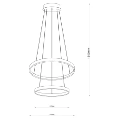 Lampy Wiszące|Zumaline Lampa wisząca LED 2 pierścienie czarna BRENO 60 cm