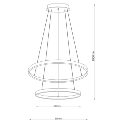 Lampy Wiszące|Zumaline Lampa wisząca LED 2 pierścienie czarna BRENO 80 cm