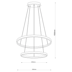 Lampy Wiszące|Zumaline Lampa wisząca LED 2 pierścienie złota BRENO 80 cm