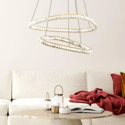 Lampy Wiszące|Zumaline Lampa wisząca LED 2 pierścienie złota ATHESA z pilotem