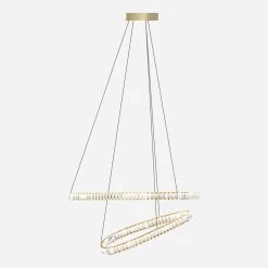 Lampy Wiszące|Zumaline Lampa wisząca LED 2 pierścienie złota ATHESA z pilotem