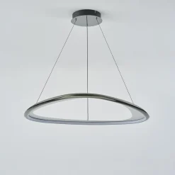 Lampy Wiszące|Zumaline Lampa wisząca LED chromowana czarna GETAFE 85 cm