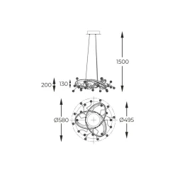 Zumaline Lampa wisząca LED czarna chrom MAIA z pilotem