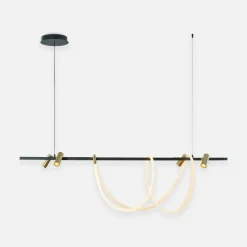 Zumaline Lampa wisząca LED listwa z reflektorkami czarno-złota BALBO na pilota