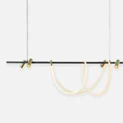 Zumaline Lampa wisząca LED listwa z reflektorkami czarno-złota BALBO na pilota