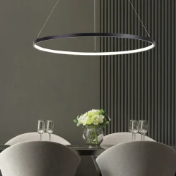 Lampy Wiszące|Zumaline Lampa wisząca LED pierścieniowa czarna HORIK 60 cm