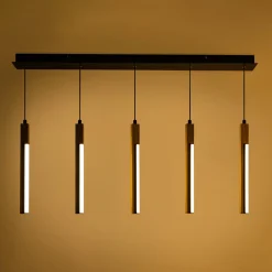 Lampy Wiszące|Zumaline Lampa wisząca LED podstawa listwa czarna drewniana ELIOT V