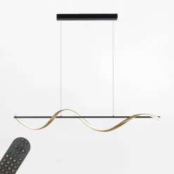 Paul Neuhaus Lampa wisząca LED Wi-Fi czarno-złota Q-SWING z pilotem