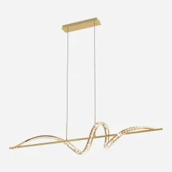 Zumaline Lampa wisząca LED wstęga złota ATHESA z pilotem