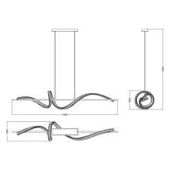 Zumaline Lampa wisząca LED wstęga złota ATHESA z pilotem