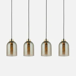 TK Tomasz Krywult Lampa wisząca listwa 4 klosze amber SATIPO 4