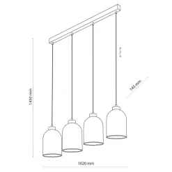 TK Tomasz Krywult Lampa wisząca listwa 4 klosze amber SATIPO 4