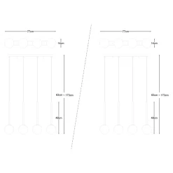 Lampy Wiszące|Zumaline Lampa wisząca listwa kule czarno-złota ARCTURUS 3