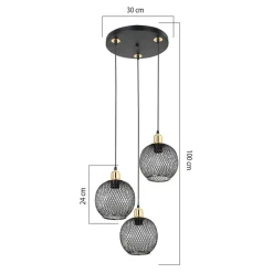 Lampa wisząca loft czarna BELIN 3
