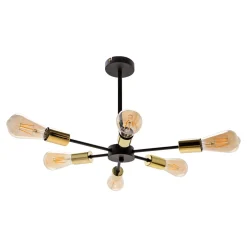 Lampy Wiszące|Zumaline Lampa wisząca loftowa czarno-złota MANDI