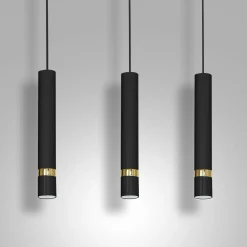 Luminex Lampa wisząca loftowa tuba czarno-złota RENO III