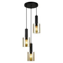 Lampy Wiszące|inny Lampa wisząca okragła podstawa 3 klosze czarna SARDO