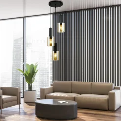 Lampy Wiszące|inny Lampa wisząca okragła podstawa 3 klosze czarna SARDO