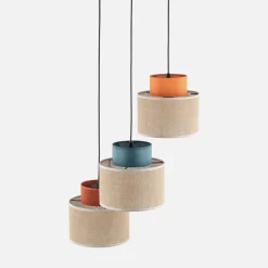 Lampy Wiszące|TK Tomasz Krywult Lampa wisząca okrągła podstawa 3 abażury DUO JUTA