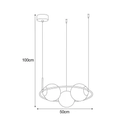 inny Lampa wisząca pierścieniowa 3 klosze kule czarna PARVA