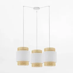 TK Tomasz Krywult Lampa wisząca rattanowa biała BOHO
